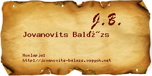 Jovanovits Balázs névjegykártya